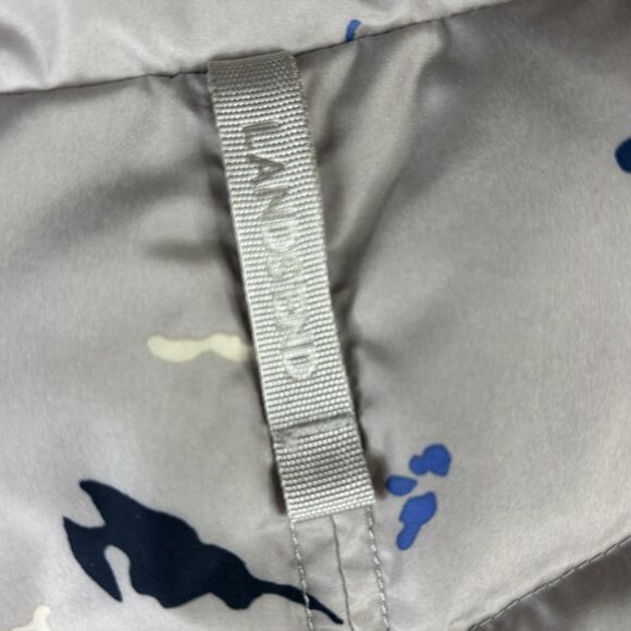 Lands' End Vest Womens Large Tall Floral Puffer Down Beige Blue Zip Pockets - Picture 8 of 13